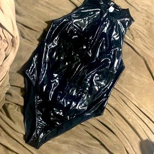 Shiny Faux Leather Bodysuit